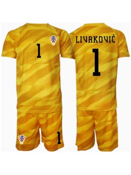 Kroatien Dominik Livakovic #1 Målvakt Replika Hemmakläder Barn EM 2024 Kortärmad (+ byxor)